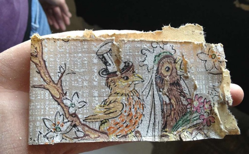 Vogelhochzeit auf einem Tapetenstück
